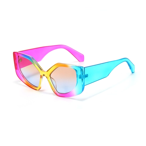 Polygon Sunglasses Plastic Frame AC Lens UV400 Protection Gradient Color Oversized Trendy Cat Eye For Women Men