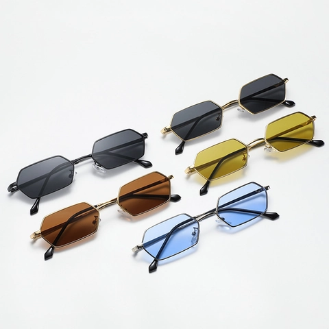 Retro Hexagonal Sunglasses Small Polygon Metal Frame UV400 Protection Vintage Sun Glasses Unisex