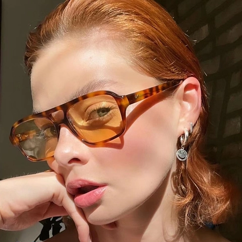 Retro Quadratische Sonnenbrille Damen Herren Doppelsteg Vintage Kunststoffrahmen UV400 Schutz Transparente Gläser Mode Brillen