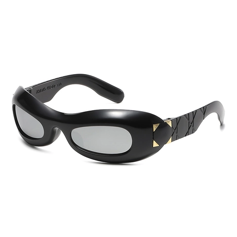 Y2K Punk Sunglasses Chunky Plastic Frame UV400 Protection Retro Streetwear Shades For Unisex With Quilted Patterns
