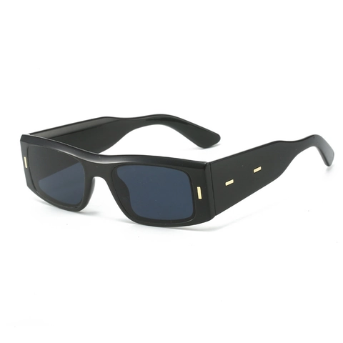 Retro Square Sunglasses Resin Frame UV400 Protection Wide Temple Metal Rivet Decor Fashion Eyewear For Men Women