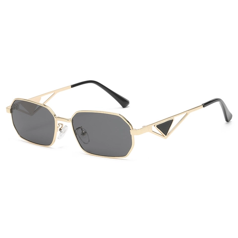 Occhiali Da Sole Ottagonali Retro Montatura In Metallo Cornice Piccola UV400 Geometrica Asta Triangolo Cavo Per Donne Uomini