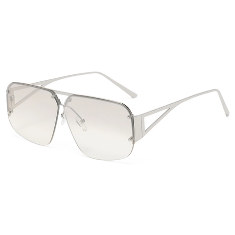 Occhiali Da Sole Quadrati Oversize Mezza Montura Metallo Lenti Sfumate Asta Triangolo Vuoto Moda Per Donna Uomo