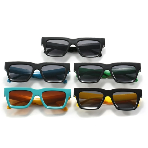 Retro Square Sunglasses Plastic Frame PC Lenses UV400 Protection Color Blocking Fashion Eyewear For Men Women