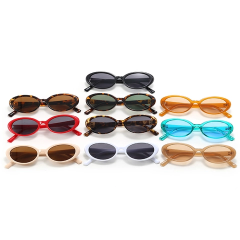 Petites Lunettes De Soleil Ovales Protection UV400 Monture PC Rétro Vintage Style De Rue Tendance Pour Hommes Et Femmes