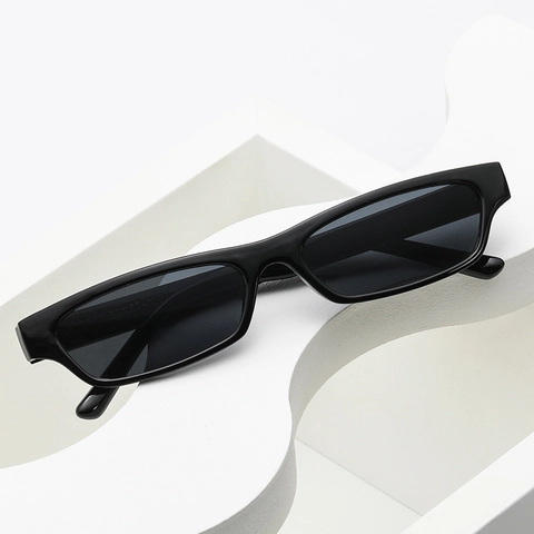 Retro Square Small Frame Sunglasses For Women Trendy Narrow Rectangular Sun Glasses UV400 Protection Vintage Minimalist Eyewear