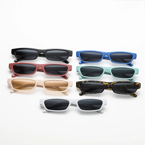 Retro Square Small Frame Sunglasses For Women Trendy Narrow Rectangular Sun Glasses UV400 Protection Vintage Minimalist Eyewear