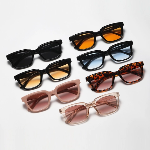 Fashion Square Frame Sunglasses UV400 PC Plastic Gradient Lens Street Style Unisex Eyewear For Women Men