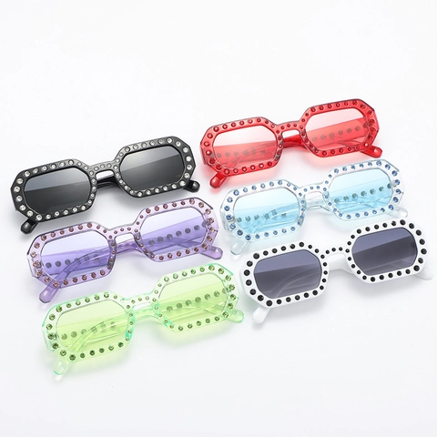 Occhiali Da Sole Con Strass Rettangolari Retro Y2K Da Donna Montatura In Plastica PC Moda Festa Streetwear Scintillanti