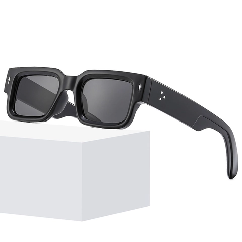 Vintage Quadratische Sonnenbrille Retro Nieten Dekor UV400 Schutz Kunststoffrahmen Unisex Trendy Streetwear Brillen
