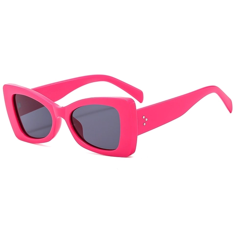 Occhiali Da Sole Retro Cat Eye Protezione UV400 Montatura PC Lente AC Moda Rettangolare Con Dettagli Rivetti