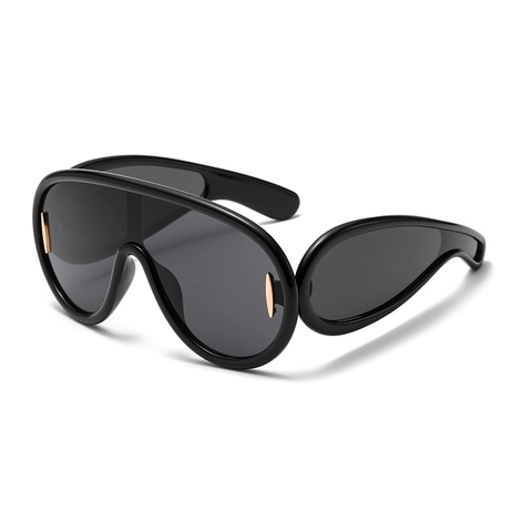 Occhiali Da Sole Shield Oversize Donne Retro Y2K Futuristico Cyberpunk Montatura Grande Plastica PC UV400 Moda All'aperto