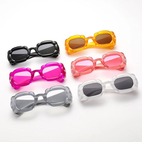 Irregular Flower Petal Sunglasses For Women Plastic Frame UV Protection Retro Y2K Candy Color Fashion Eyewear