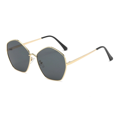 Women Polygon Sunglasses Metal Frame Retro Hexagonal Large Oversized UV400 Protection Gradient Lenses Fashion Eyewear