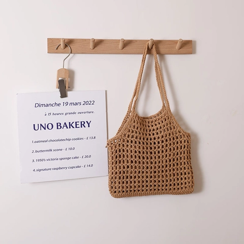 Bolso De Mano Tejido De Cuerda De Algodón Calado Para Mujer Con Bolsa Interior Con Cordón Estilo Bohemio Playa