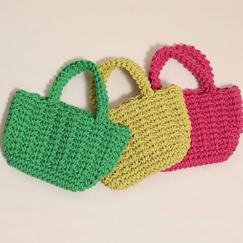 Mini Bolso De Hilo De Algodón De Ganchillo Hecho A Mano Bolso De Playa De Verano Tejido Para Mujer Simple Compacto