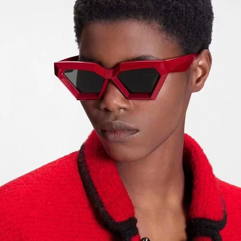 Occhiali Da Sole Poligonali Geometrici Protezione UV400 Montura Plastica Lente AC Moda Futuristica Uomini Donne