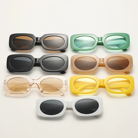 Retro Rectangular Sunglasses Women Men Plastic Frame UV400 Protection Candy Color Square Fashion Eyewear
