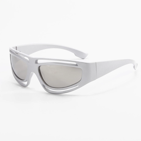 Occhiali Da Sole Avvolgenti Montura Traforata Stile Y2K Futuristico Protezione UV Moda Cyberpunk Per Donne E Uomini