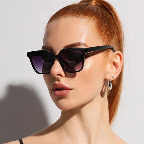 Retro Square Sunglasses Vintage Fashion UV400 Protection PC Frame Gradient Lens For Women Men Leopard Black