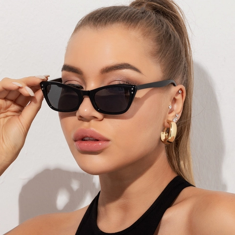 Vintage Cat Eye Sonnenbrille Kleiner Rahmen Mit PC Rahmen UV400 Schutz Nieten Detail Für Damen Herren