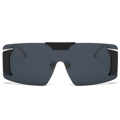 Oversized Shield Zonnebril Uit Eén Stuk Randloos Futuristische Mode UV400 Bescherming Voor Heren En Dames