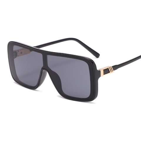Oversized Square Sunglasses PC Shield Polycarbonate Lens UV400 Protection Metal Trim Retro Modern Fashion For Women Men
