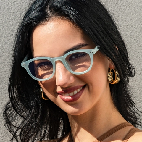 Round Eyeglasses Frame PC Anti Blue Light Glasses With Rivet Retro Vintage Style Eyewear For Women Men
