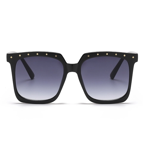 Square Large Frame Sunglasses With Metal Rivets Decor UV400 Protection PC Frame Gradient Lens Fashion Streetwear