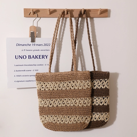 Borsa A Spalla In Paglia Intrecciata Fiore Vuoto Grande Capacità Borsa Da Spiaggia Vacanze Estive Fatto A Mano Per Donne