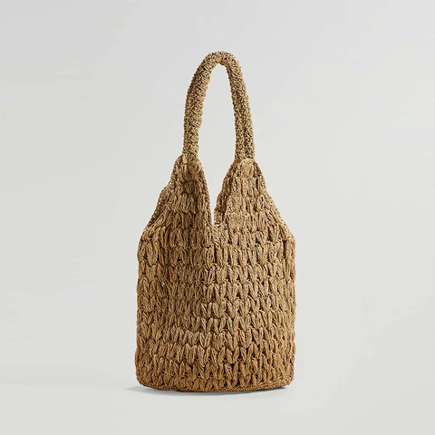 Borsa Tote In Paglia Intrecciata Fatta A Mano Corda Di Carta Svuotata Spiaggia Vacanze Estate Borsa A Tracolla Per Donna Retro Semplice