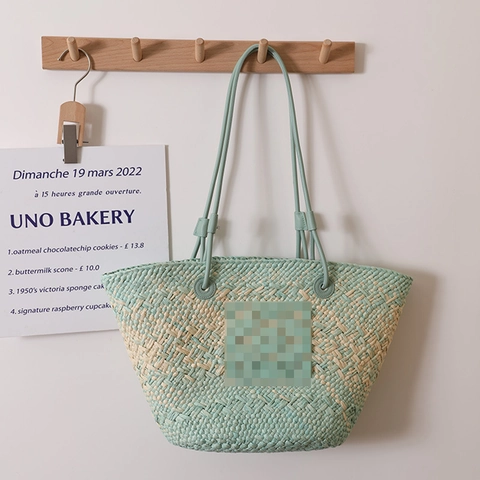 Borsa Tote In Paglia Intrecciata A Mano Corda Carta Sfumata Grande Capacità Vacanze Mare Borsa Spalla Donne