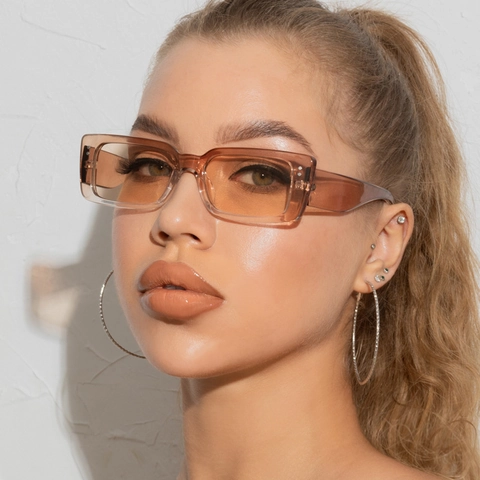 Retro Square Sunglasses Plastic Frame UV400 Protection Vintage Rectangle Eyewear Metal Rivet Streetwear For Men Women