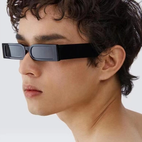 Retro Square Sunglasses UV400 Protection Wide Temple Rectangle Plastic Frame Punk Hip Hop Fashion For Women Men