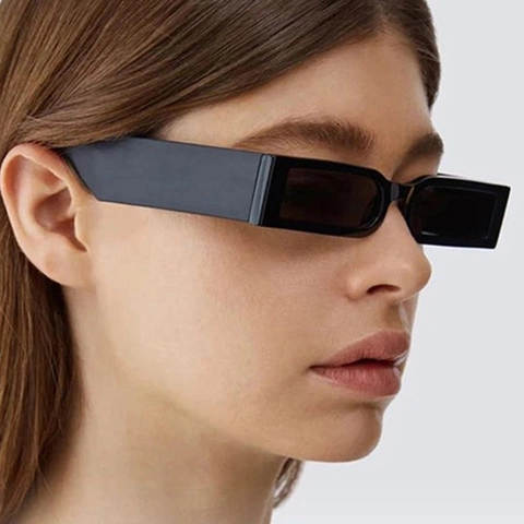 Retro Square Sunglasses UV400 Protection Wide Temple Rectangle Plastic Frame Punk Hip Hop Fashion For Women Men