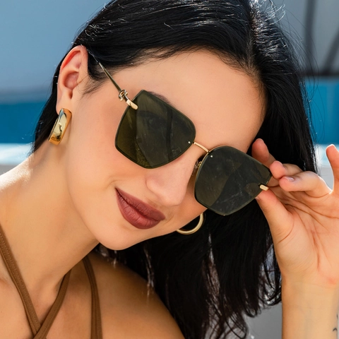 Γυναικεία Μόδα Γυαλιά Ηλίου Cat Eye Μεταλλικός Σκελετός AC Φακός UV400 Μεγάλα Τετράγωνα Vintage Μοντέρνα Γυαλιά