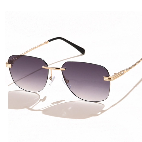 Gafas De Sol Sin Montura Mujer Patillas De Metal Torsidas Degradado Protección UV400 Moda