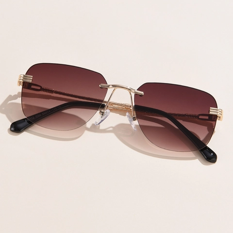 Gafas De Sol Sin Montura Mujer Patillas De Metal Torsidas Degradado Protección UV400 Moda