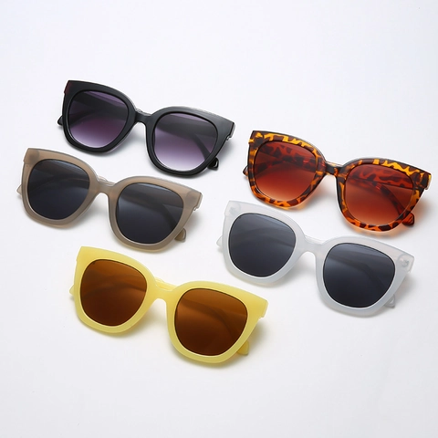 Women Retro Cat Eye Sunglasses Oval Square Plastic Frame UV Protection Fashion Eyewear Trendy Outdoor