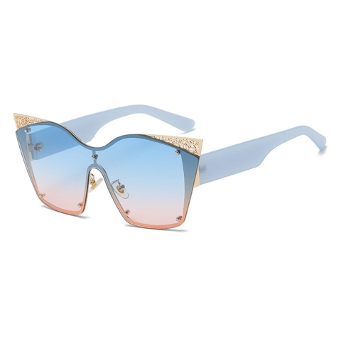 Occhiali Da Sole Cat Eye Oversize Fiore Metallo Svuotato Gradiente Retro Donna