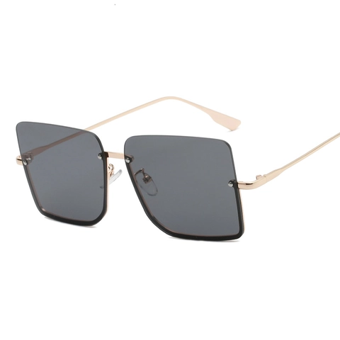 Retro Oversized Square Sunglasses Metal Frame Gradient PC Lens UV400 Protection Trendy Eyewear For Men And Women
