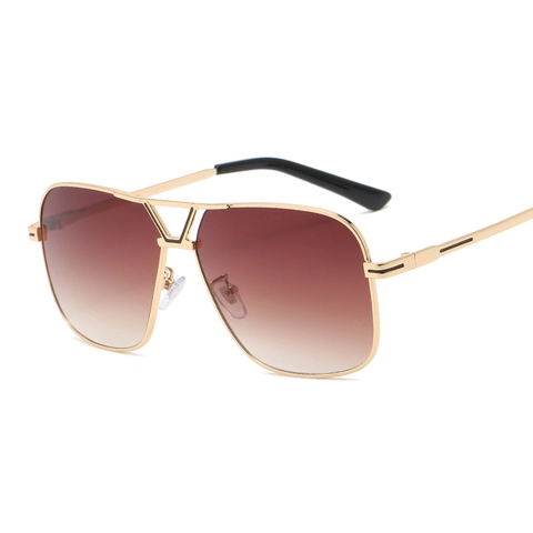 Retro Square Sunglasses Metal Frame PC Lenses Oversized Double Bridge V-Bridge Design UV400 Fashion Outdoor