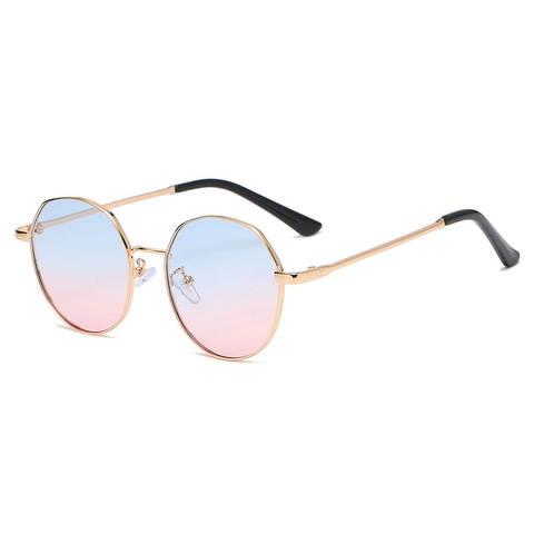 Fashion Round Polygon Sunglasses Metal Frame PC Lens UV400 Protection Retro Gradient Color Eyewear For Men Women