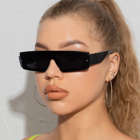 Fashion Rectangular Sunglasses Plastic Frame Y2K Cyberpunk Square Retro Sun Glasses Streetwear Outdoor For Women Men