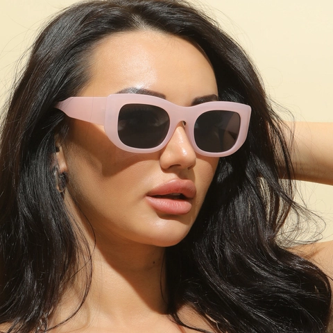 Retro Rectangle Sunglasses Wide Leg Thick Frame PC Plastic Fashion Eyewear For Men Women Outdoor Travel