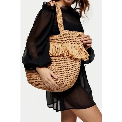 Borsa Tote In Paglia Intrecciata Grande Capacità Vacanze Estive Al Mare Borsa A Tracolla Con Nappe Per Donna