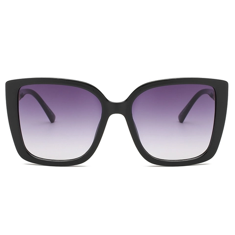 Vintage Katzenaugen Sonnenbrille Für Damen Großer Quadratischer PC Rahmen Metall Hohlketten Bügel UV400 Verlaufsgläser