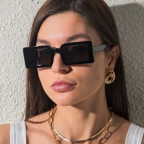 Gafas De Sol Rectangulares Montura Cuadrada Material PC Protección UV400 Estilo Retro Vintage Streetwear Unisex