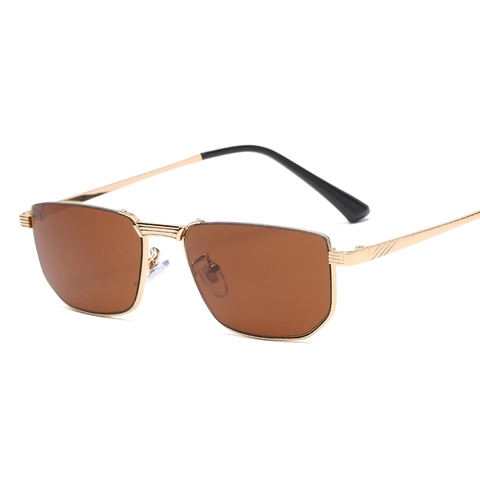 Vintage Rectangle Sunglasses Metal Frame UV400 Protection PC Lens Retro Square Eyewear For Men Women