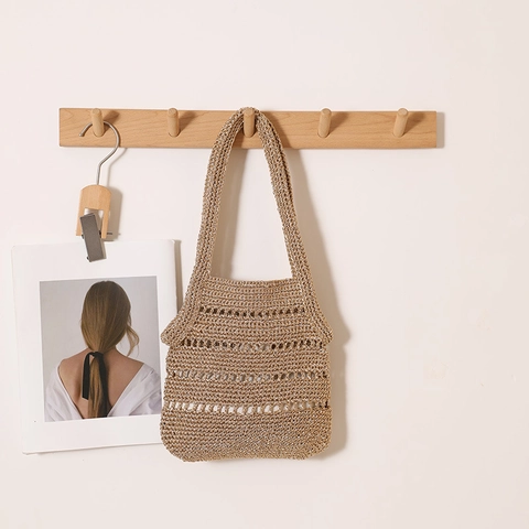 Woven Stroh Schultertasche Durchbrochene Häkelhandtasche Mit Innentasche Metallischer Draht Schicker Strand Urlaub Für Frauen